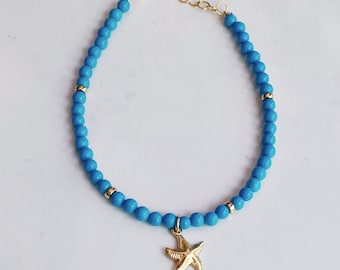 Turquoise starfish charm bracelet