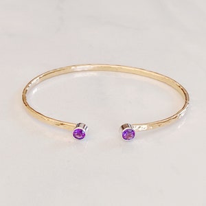 Amethyst hammered open cuff