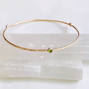 Textured peridot bangle-14kt gf
