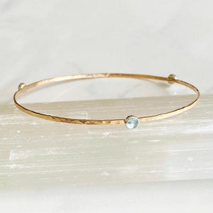 Hammered aquamarine bangle-14kt gf