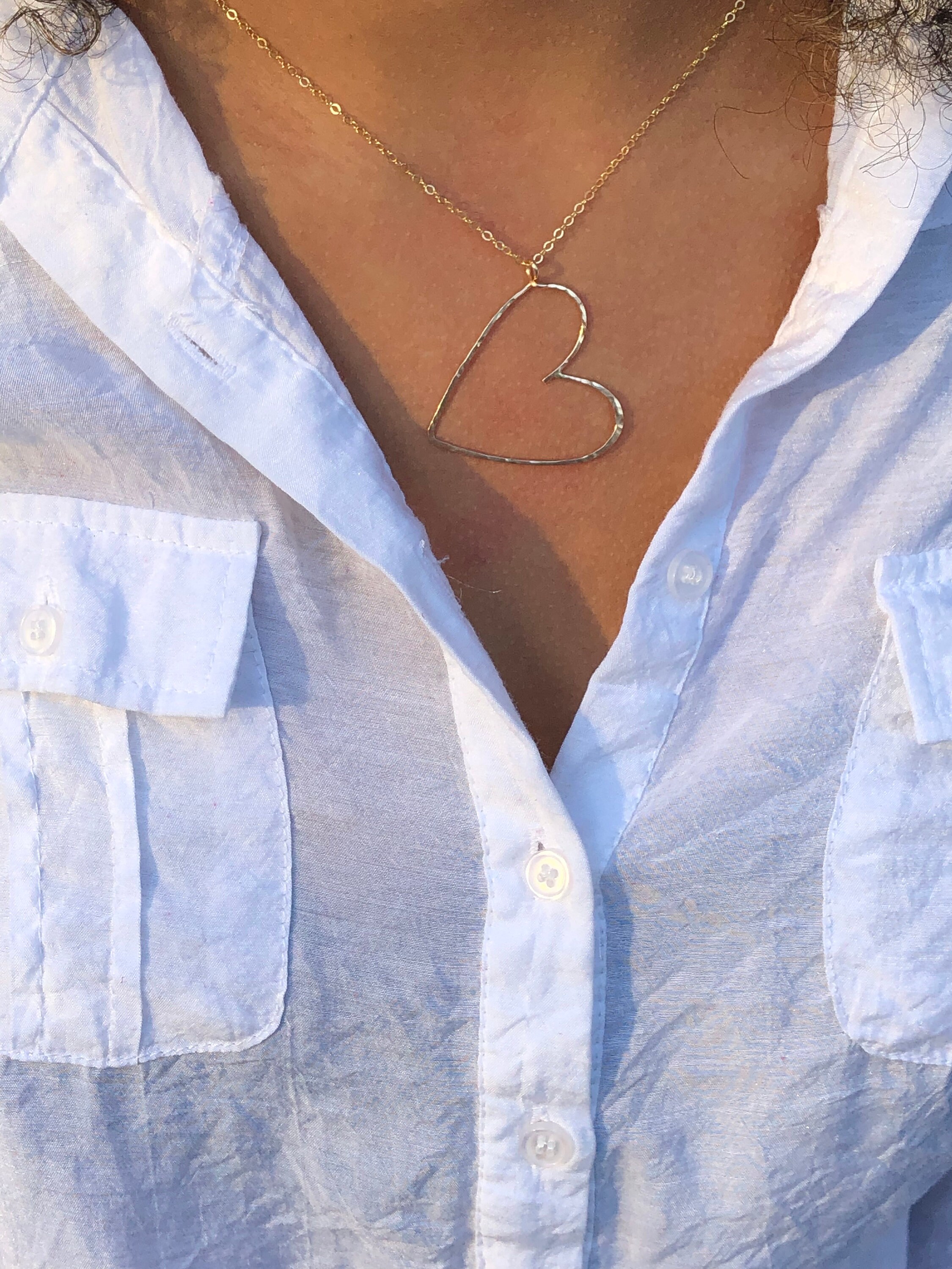 ★VINTAGE HOLLYWOOD★ Side Edge Heart Necklace_VH2412NE003M Zoë Chicco 14k Gold Small Hammered Heart Necklace – ZOË CHICCO