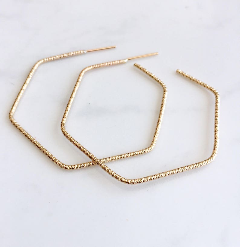 Sparkle wire hexagon hoops