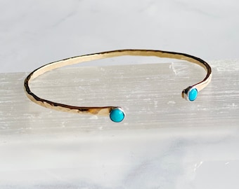 Turquoise hammered  open cuff