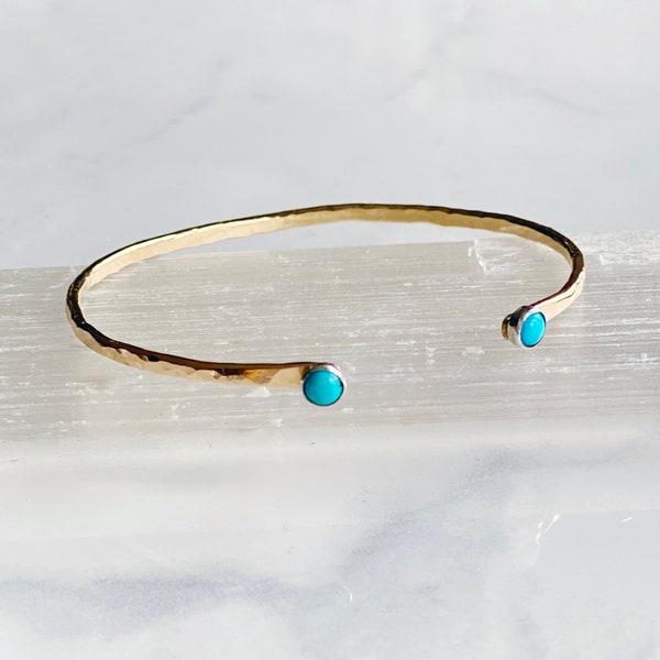 Turquoise hammered  open cuff