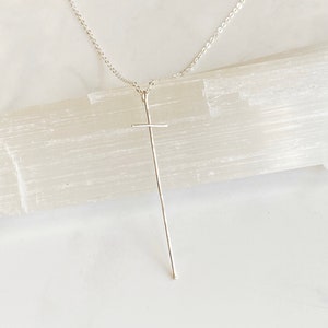Modern cross necklace-sterling silver