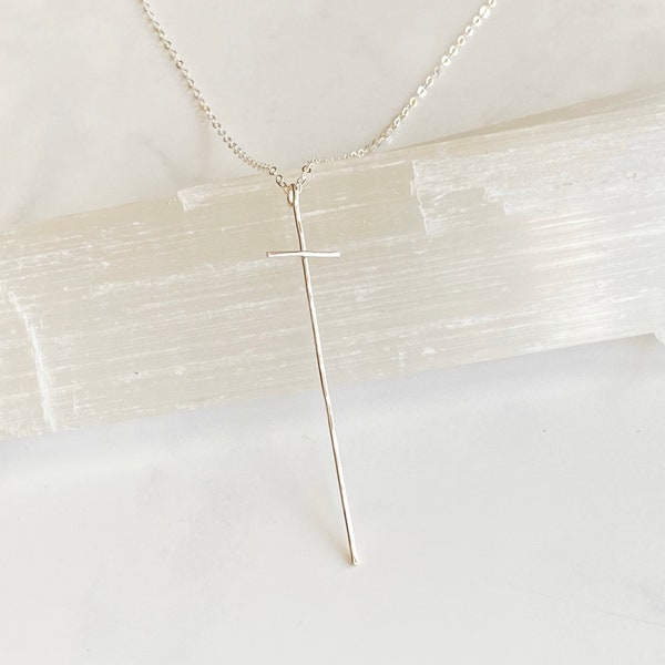 Modern cross necklace-sterling silver