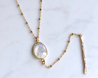 Magical moonstone bar drop necklace-one of a kind