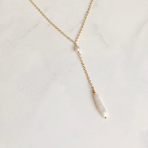 Pearl lariat necklace