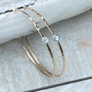 Hammered Swarovski lg hoop earrings-14kt goldfill