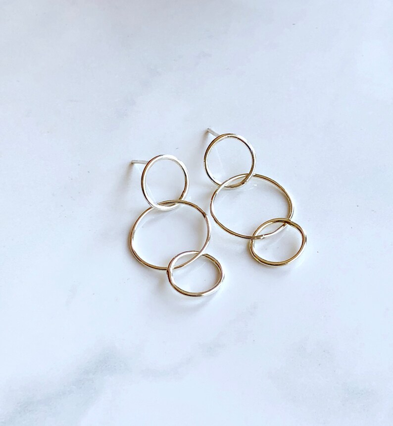 Triple circle post earrings-sterling silver