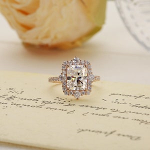 3.50 CT ラディアントカット モアッサナイト エンゲージリング 3.50 CT ラディアントカット モアッサナイト エンゲージリング