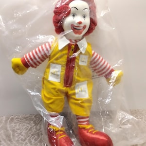 1984 Ronald McDonald Doll. 16 inches in Great Condition in Original Plastic Bag, Never Opened