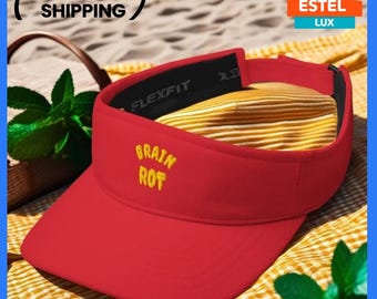 Funny Vintage Visor – "Brain Rot" Embroidered Dad Hat – Retro Sun Visor for Men & Women – Adjustable, Classic  Look