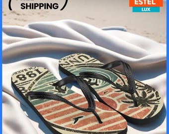 Flip-Flops With Pattern Unisex Cushioned Footbed Original Flip Flops Geometric Elegance: Customized Flip Flops With Unique Design