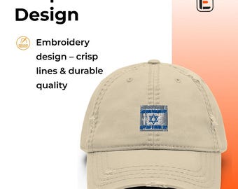 Vintage Dad Cap With Embroidered Israel Flag Fashionable Hats Cap for Men Vintage Cotton Twill Cap
