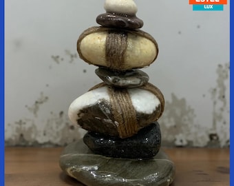 Handmade Stone Sculpture – Eco Resin Sea Rock Art from Turkey | Mediterranean Zen Decor | Natural Pebble Stack | Free Shipping
