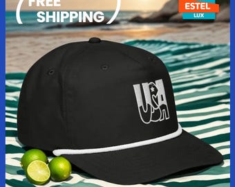 Vintage USA Dad Hat – Patriotic Golf Cap – Trump Supporter Hat – Distressed Baseball Cap – American Flag Rope Hat