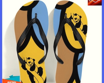 Flip-Flops Yellow-Black Unisex Cushioned Footbed Original Slim Thong Geometric elegance: customized flip flops with unique design Gift