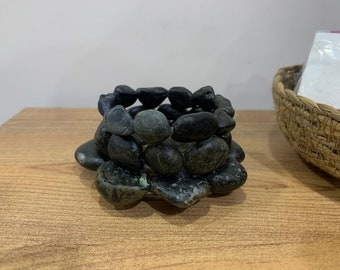 Handcrafted Stone Tea Light Holder Coastal Pebble Tea Light Holder Coastal Stone Tea Light Holder Sea Stone Tea Light Holder Gift Handmade