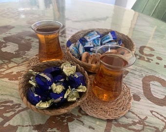 Handmade coasters for glasses (2 pcs.) and vases for sweets (2 pc.) - | Natural coasters for cups and a vase for sweets for a stylish decor