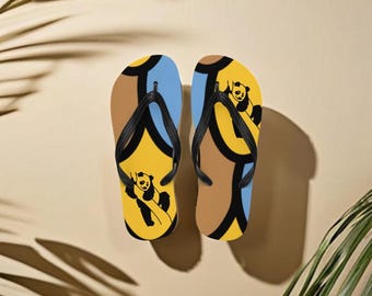 Flip-Flops Yellow-Black Unisex Cushioned Footbed Original Slim Thong Geometric elegance: customized flip flops with unique design Gift