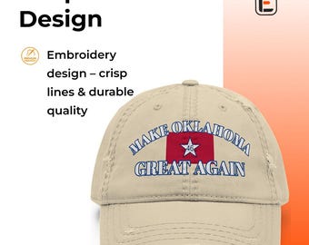 Make Oklahoma Great Again Dad Hat – Distressed Cotton Baseball Cap Patriotic State Pride USADistressed Dad Hat Distressed Dad Hat