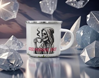 Enamel Hiking Mug with Custom Name Personalized Outdoor Camp Cup Design Your Logo Mug Custom for camping mug Mountain mug Halloween gift