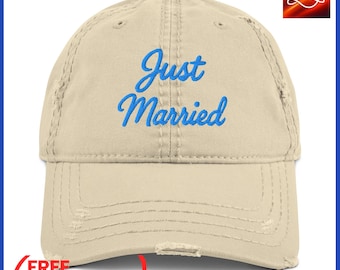 Vintage Distressed Dad Hat Just Married – Wedding Baseball Cap, Honeymoon Gift for NewlywedsDistressed Dad Hat