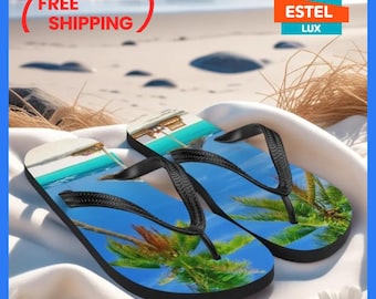 Colorful Floral Flip Flops – Summer Beach Sandals for Women & Men – Comfortable, Lightweight, Perfect for Vacation, Pool, or Casual Wear