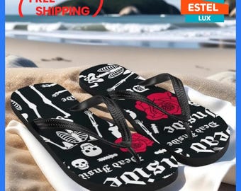 Colorful Floral Flip Flops – Summer Beach Sandals for Women & Men – Comfortable, Lightweight, Perfect for Vacation, Pool, or Casual Wear