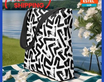 Art Tote Bug for Women, Design Beach Bug Black-White Colourful Shater Resistant Tote Bug Colourful Tote Pool Bug Picnic Bug Virtndy Present