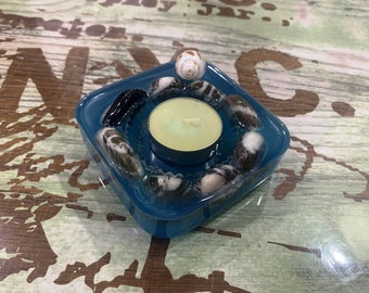 Handmade Stone Tea Light Candle Holder Beach Pebble Candle Holder Coastal Rock Tea Light Candle Holder Sea Stone Tea Light Candle Holder