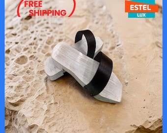 Elegant Wooden Sandals: Vintage Turkish Slippers for Women Japanese Inspired Geta Sandals Handcrafted Wooden Footwear Vintage Bath Slippers