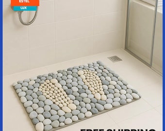 Natural Stone Foot Massage Mat Reflexology Pebble Mat for Home Spa, Relaxation & Wellness | Natural Acupressure Foot Mat-14*21 In -40см*60см