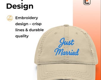 Vintage Distressed Dad Hat Just Married – Wedding Baseball Cap, Honeymoon Gift for NewlywedsDistressed Dad Hat