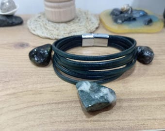 Mens Leather Bracelet + 3 Magic Stones Gift Mens Gift For Dad Fathers Day Gifts Anniversary Gift For Husband Gift For Men Birthday Gift
