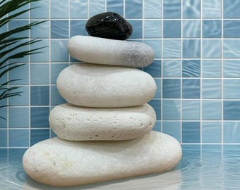 Meditation  White stone Set Balancing Stones Stone stacking Beach stone Beach pebbles Balancing stone set Sea stone set Stress Relief Gift