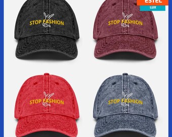 Vintage Dad Hat Funny Hat With Inscription " Stop Fashion" Fashionable Hats Cap for Men Vintage Cotton Twill Cap