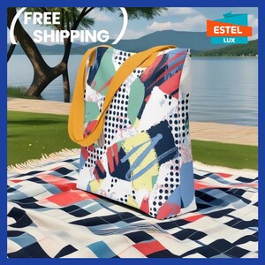 Kunst Einkaufstasche für Frauen, Design Strandtasche Rong Bag Bunt Wasserdicht Einkaufstasche Bunt Tote Pool Tasche Picknicktasche Geburtstagsgeschenk