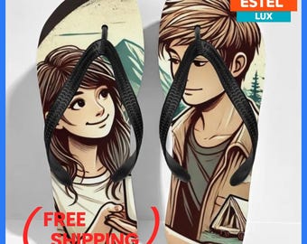 Flip-Flops With Pattern Unisex Cushioned Footbed Original Flip Flops Geometric Elegance: Customized Flip Flops With Unique Design