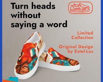 Men’s Slip-On Canvas Shoes | Funky Art Sneakers | Beach Style | Limited Original Design Beach Style Loafers Summer Fashion Travel Shoes New