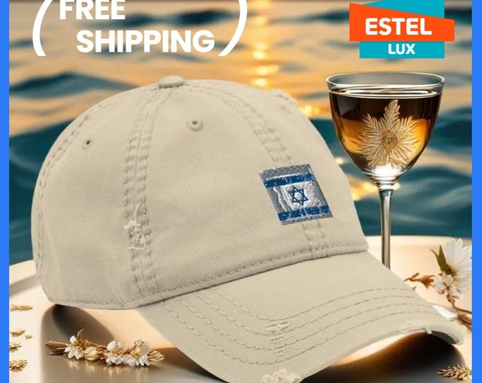 Featured listing image: Vintage Dad Cap With Embroidered Israel Flag Fashionable Hats Cap for Men Vintage Cotton Twill Cap