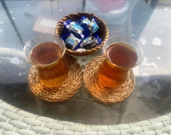 Handmade coasters for glasses (2 pcs.) and vases for sweets (1 pc.) - | Natural coasters for cups and a vase for sweets for a stylish decor