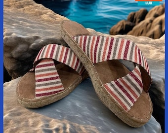 Handmade Men's Sandals from Turkey – Ethnic Striped Slip-Ons with Natural Sole – Artisan Beach Shoes – Boho Summer Footwear