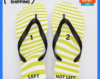 Flip-Flops Yellow-White Unisex Cushioned Footbed Original Slim Thong Geometric elegance: customized flip flops with unique design Gift