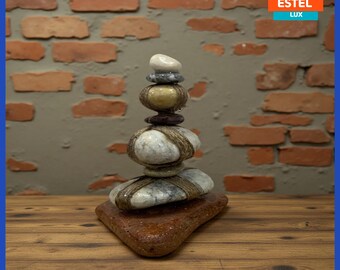 Handmade Stone Sculpture – Eco Resin Sea Rock Art from Turkey | Mediterranean Zen Decor | Natural Pebble Stack | Free Shipping