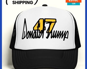 Classic Trucker Cap  Vintage Trucker Hat for Daddy  Fashion Baseball Cap Black Yellow Trucker Cap Trendy Trucker  Cool Summer Hat USA Trump