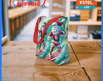 Women's Santa Claus Bag Christmas Ornament Tote  Santa Design on Bag Gift for Mom Sister Friend Christmas Gift Women's Large Bag Beach Tote