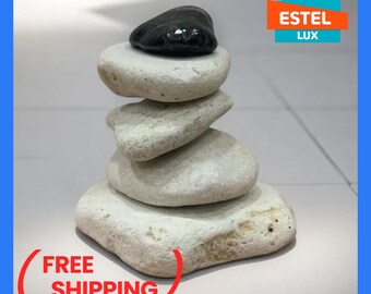 Meditation  White stone Set Balancing Stones Stone stacking Beach stone Beach pebbles Balancing stone set Sea stone set Stress Relief Gift