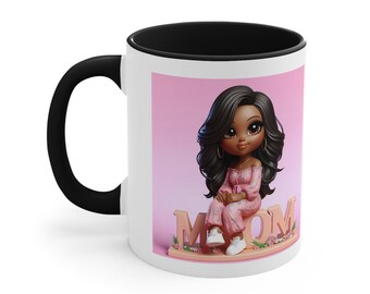 Personalized Accent Coffee Mug for mom, mothers day, 11oz